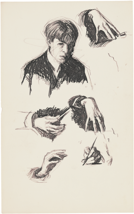 Sketch Of Hands And An Artist - Sketches By Edward Hopper (529x800), Png Download