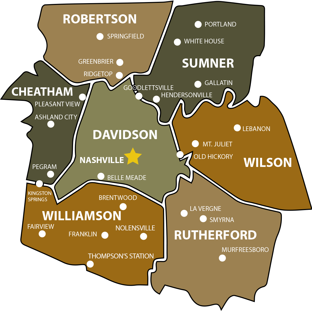 Map Of State Of Tennessee, With Outline Of The State - Tennessee (1200x1200), Png Download