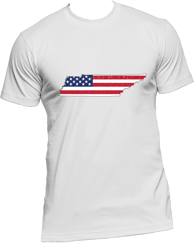 Tennessee Us Flag State Outline Mens Short Sleeve T-shirt (1000x1000), Png Download