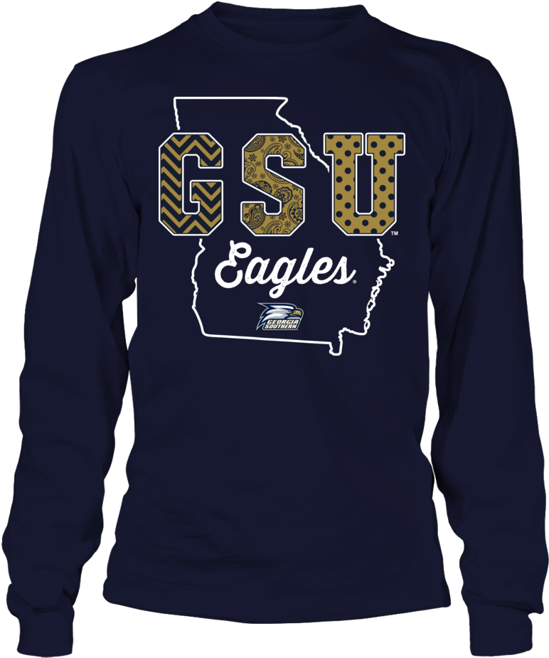Georgia Southern Eagles State Outline Patterned Letters - Ole Miss Baby Shark (1000x1000), Png Download