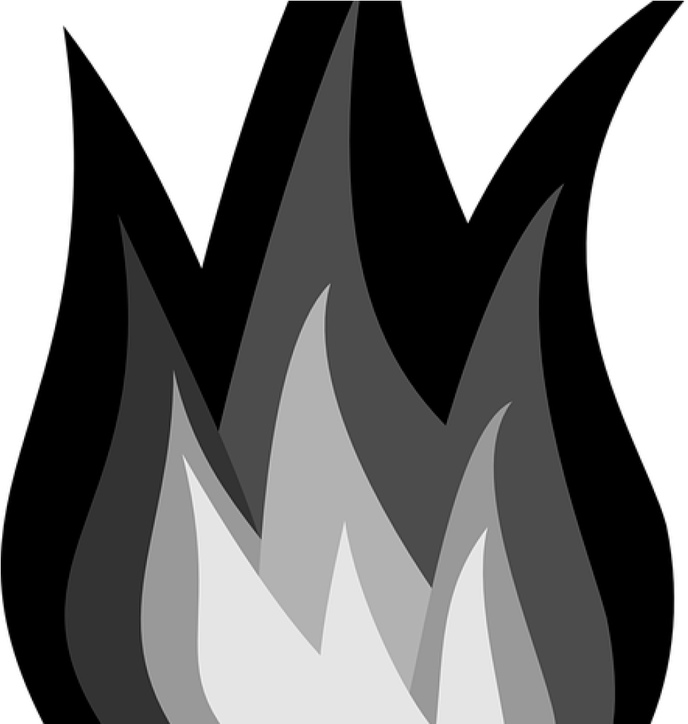 Flame Clipart Black And White Fire Flames Burn Free - Black And White Fire Clip Art (1024x1024), Png Download