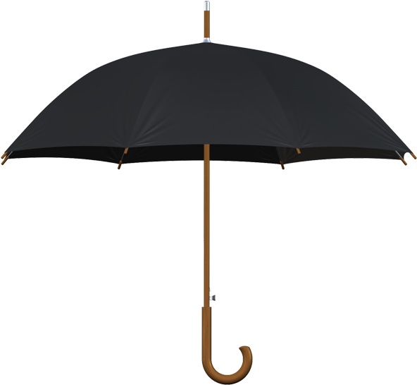 Wood Umbrella Black - Umbrella Large (600x553), Png Download