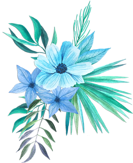 Bleed Area May Not Be Visible - Blue Watercolor Bouquet (600x600), Png Download
