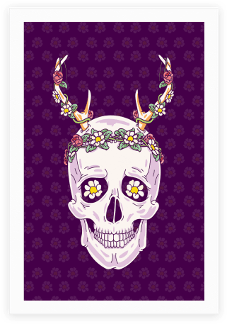 Flower Crown Skull Poster - Flower Crown Skull Tote Bag: Funny Tote Bag From Lookhuman. (484x484), Png Download