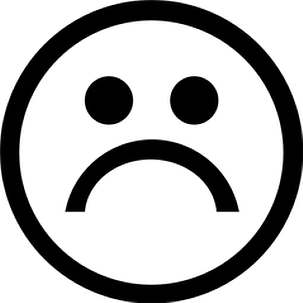 Sad Smiley Black And White (1024x1024), Png Download