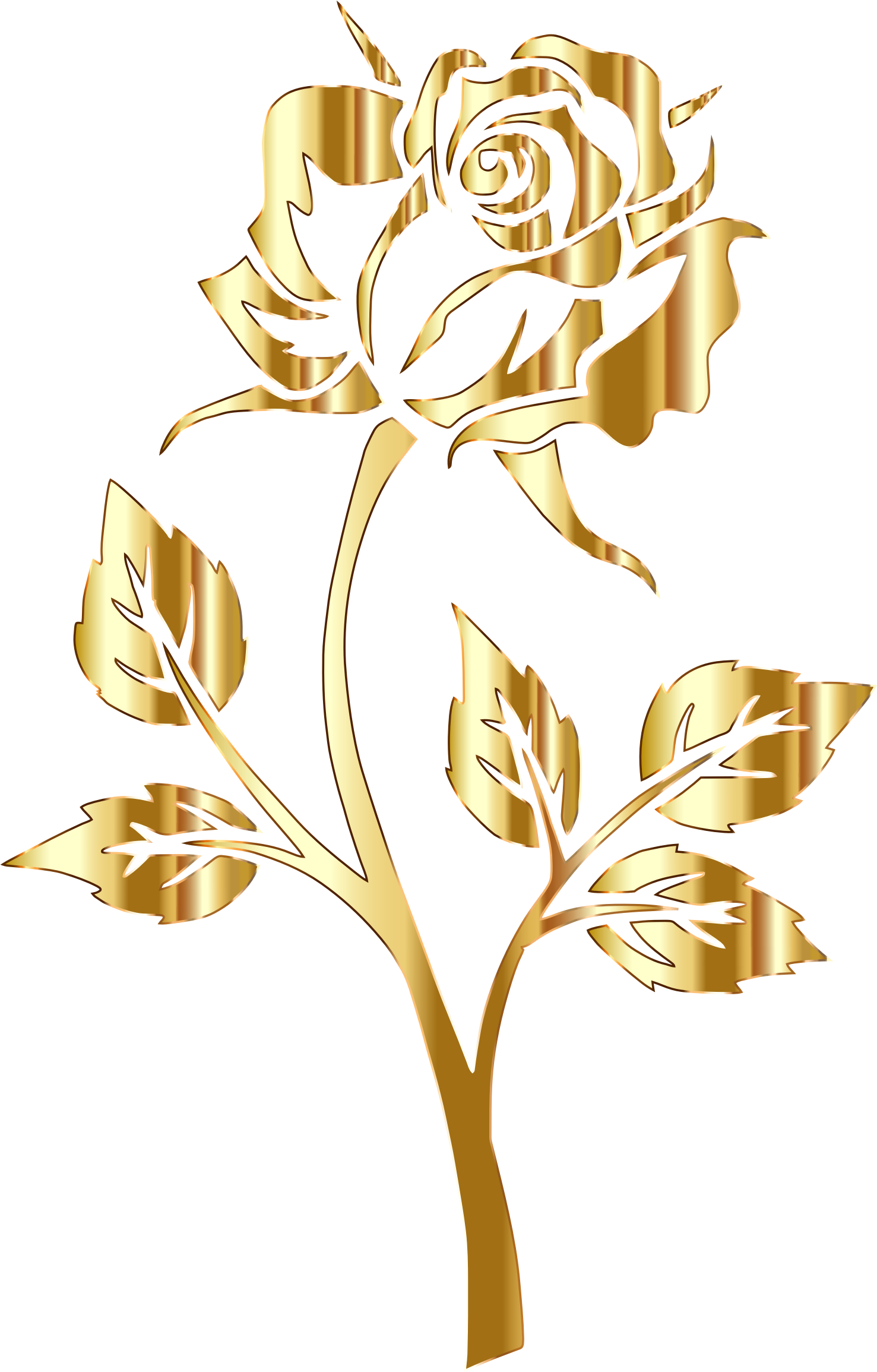 Yellow Rose Clipart Red Rose Outline - Gold Rose No Background (1477x2310), Png Download