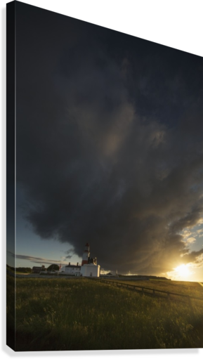 Storm Cloud Formation Over A Lighthouse At Sunset - Printscapes Wall Art: 24" X 36" Canvas Print With Black (289x511), Png Download
