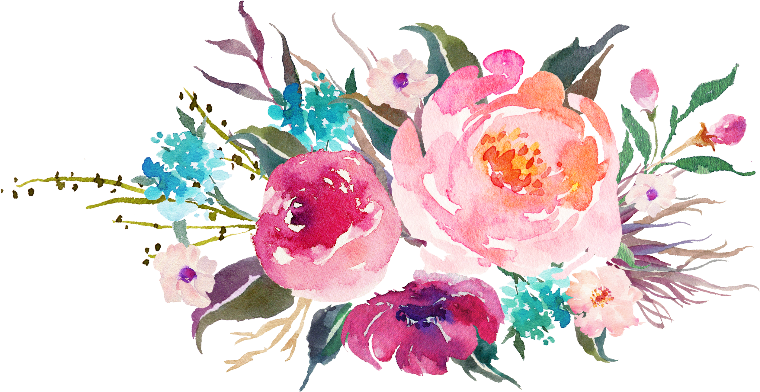 Watercolour Watercolor Canvas, Watercolor Quote, Flower - Floral Watercolor (2561x1334), Png Download