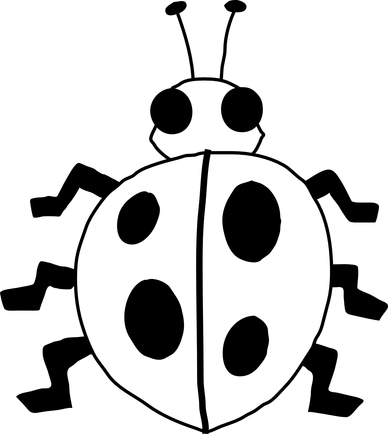 Ladybug 21 Black White Line Art Flower Scalable Vector - Bug Clipart Black And White (1331x1488), Png Download