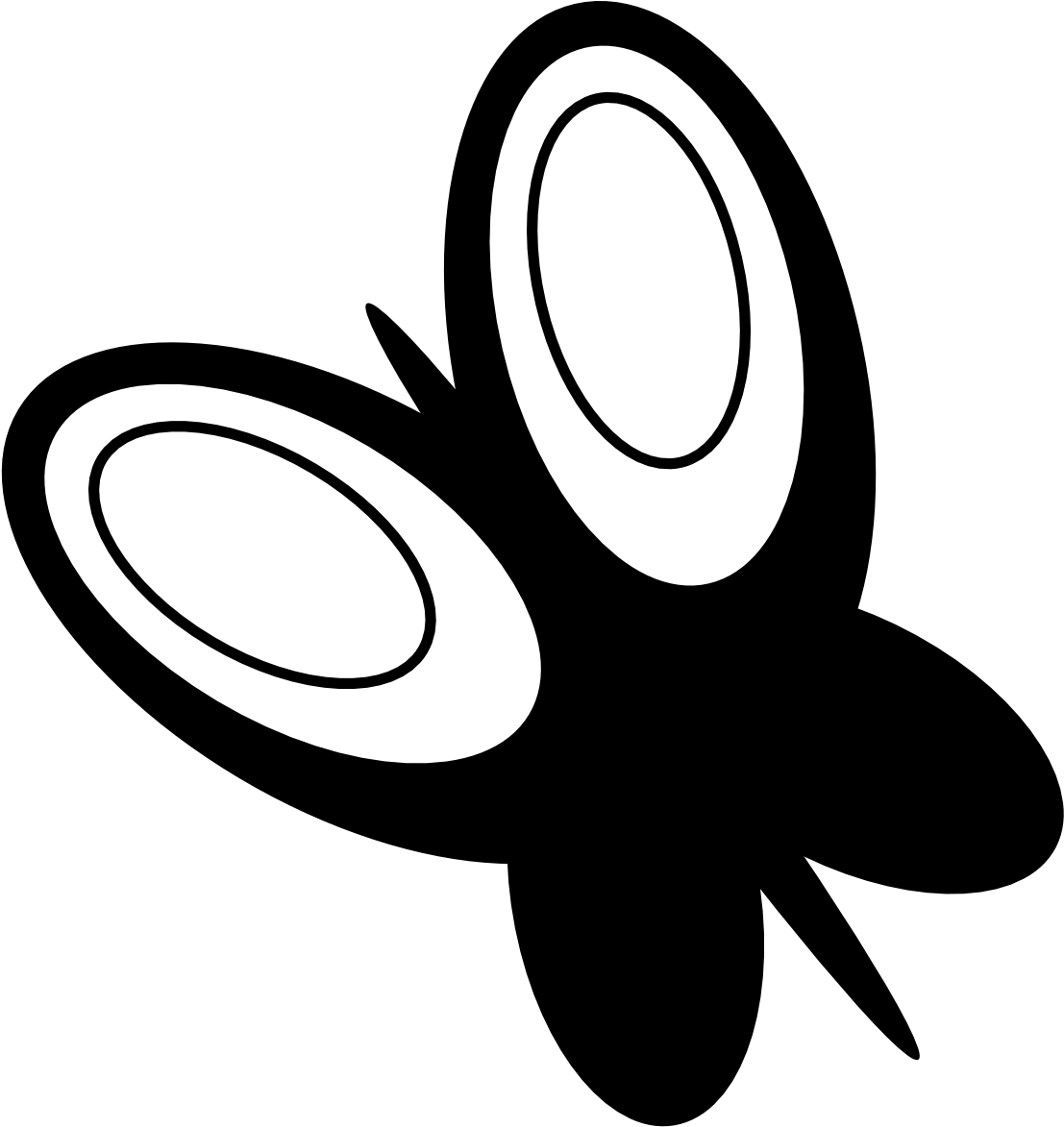 Clip Library Black And White Clipart Flowers - Butterfly Clip Art Black And White Free (1331x1319), Png Download