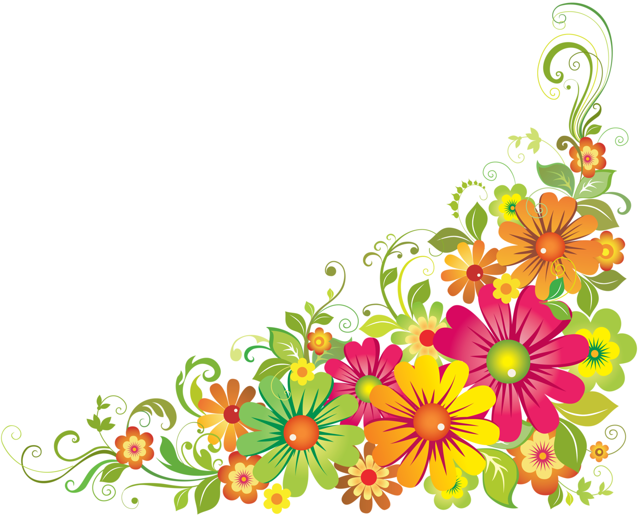 Floral Clipart Mexican - Colourful Floral Corner Borders (1280x1033), Png Download