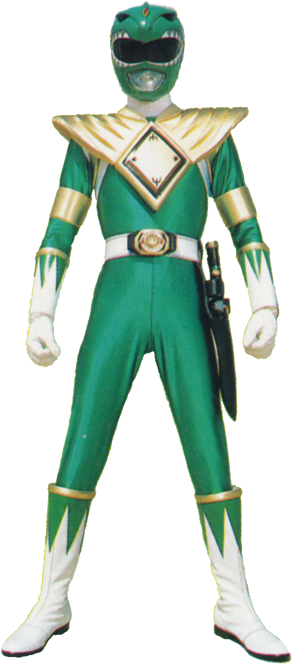 Mmpr-green - Power Rangers Mighty Morphin Green (644x1380), Png Download