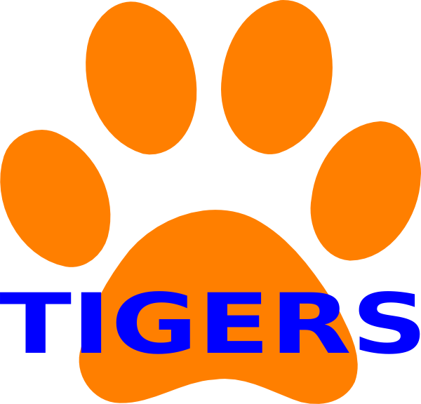 Orange Paw Print Tigers Clip Art At Clipart Library - Tigers Orange And Blue (600x576), Png Download
