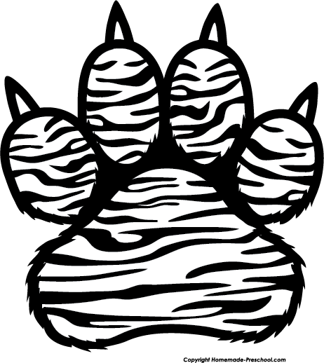 Free Paw Prints Clipart - White Tiger Paw Print (462x518), Png Download