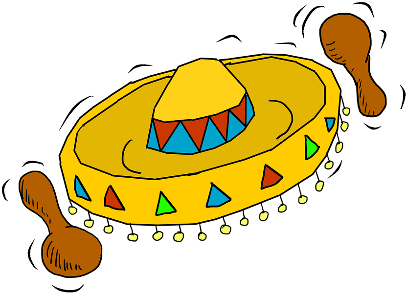 Sombrero, Hat, Mexican Hat, Mexico, Straw Hat, Maraca - Chapeu Mexicano Desenho Png (960x637), Png Download