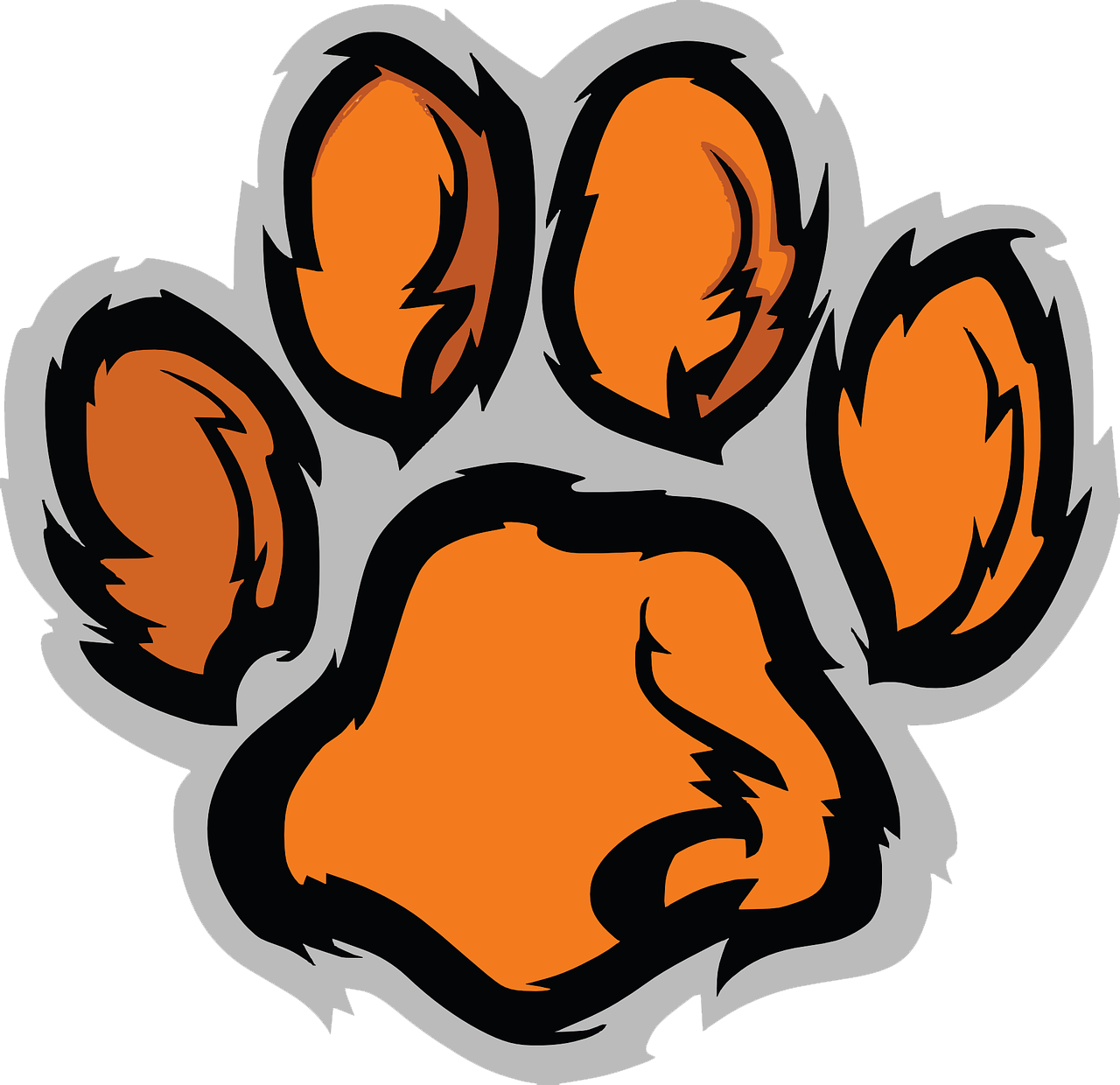 Tiger Paw Clemson University Clip Art - Tiger Paw Print Clipart (1280x1240), Png Download