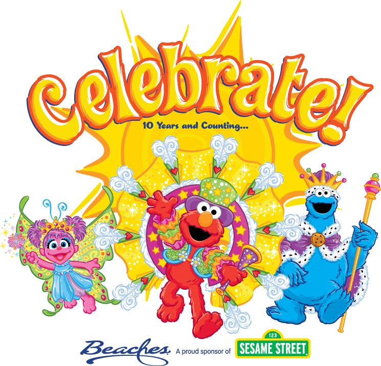 Celebrate 10 Years Beaches Resorts And Sesame Street - Sesame Street (745x717), Png Download