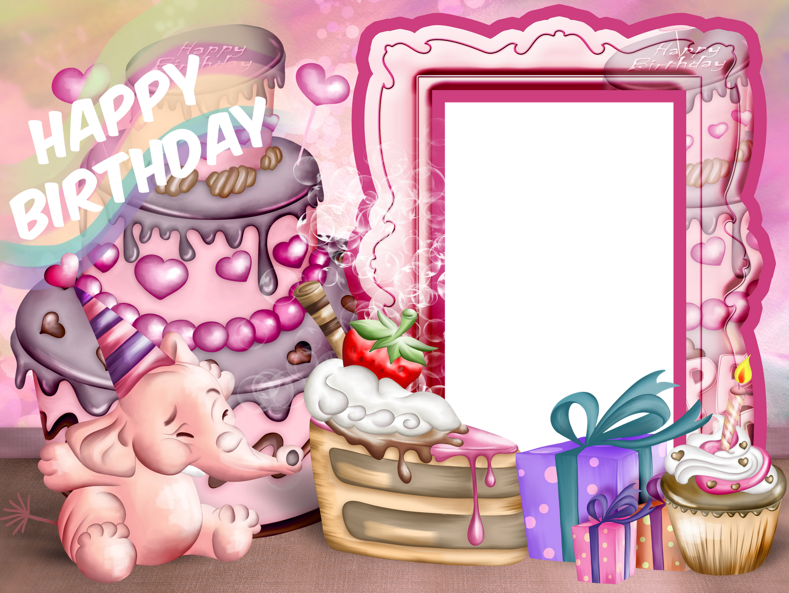 Png Birthday Photo Frame Background (1600x1203), Png Download