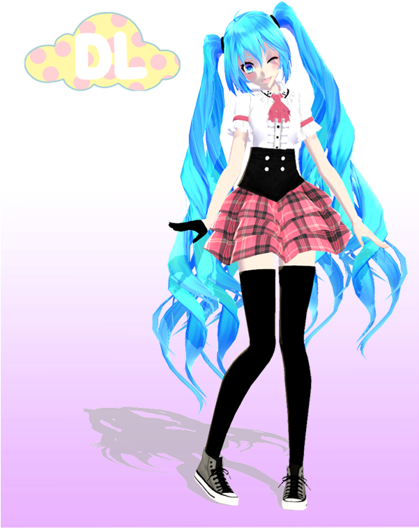 Tda Miss Music Miku Dl By Khrismx On Deviantart - Mmd Tda Miku Models (600x800), Png Download