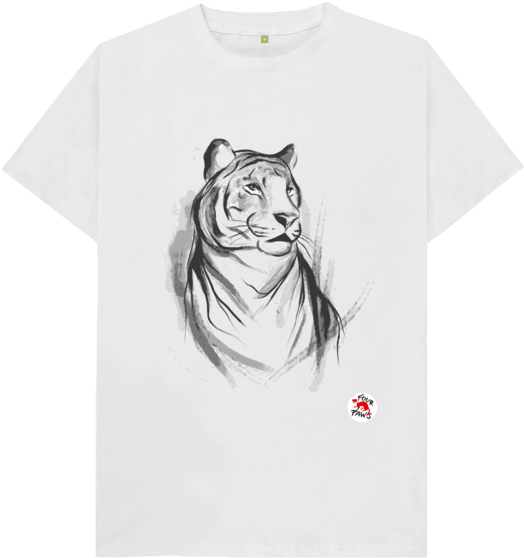 White Watercolour Tiger T-shirt - Toy Tonics T Shirt (640x674), Png Download