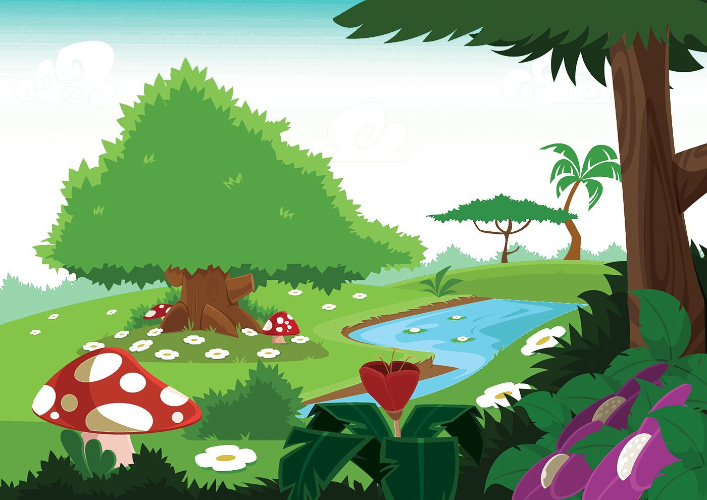 Illustration Cartoon Painted Background Transprent (1400x990), Png Download