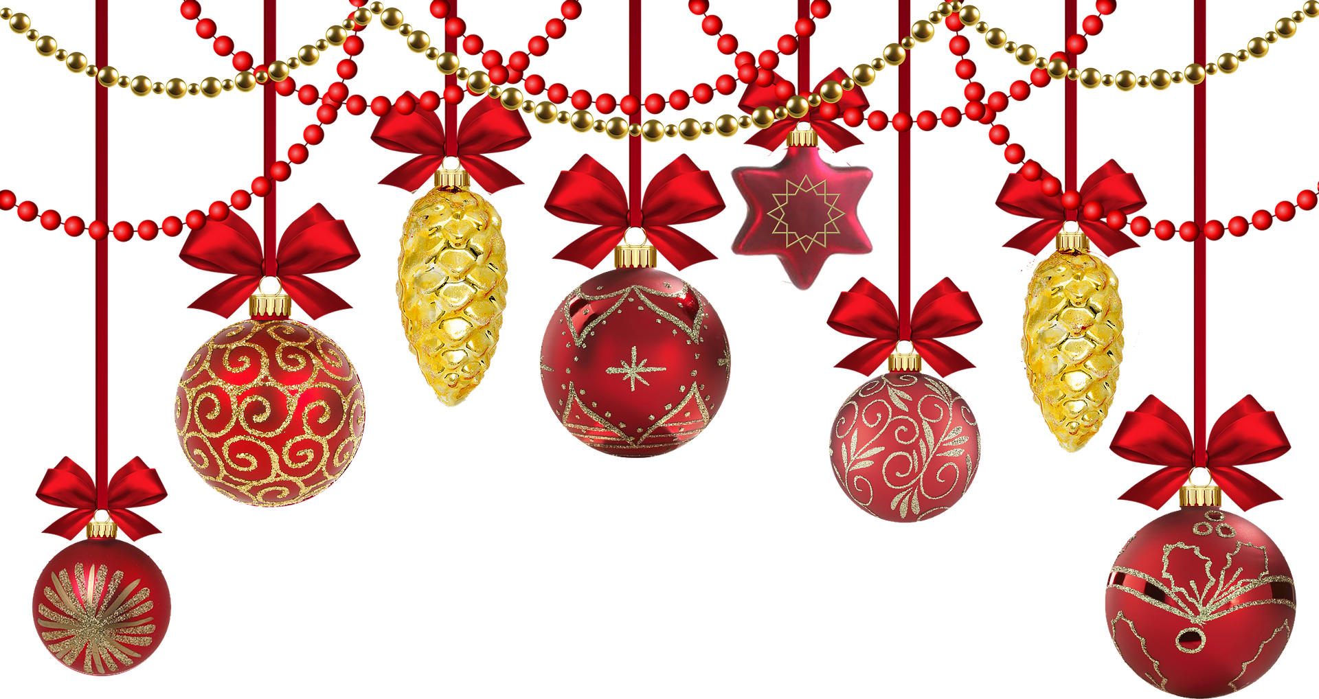 Christmas-party - Christmas Card With Red Ornaments/season's Greetings/custom (1920x1018), Png Download