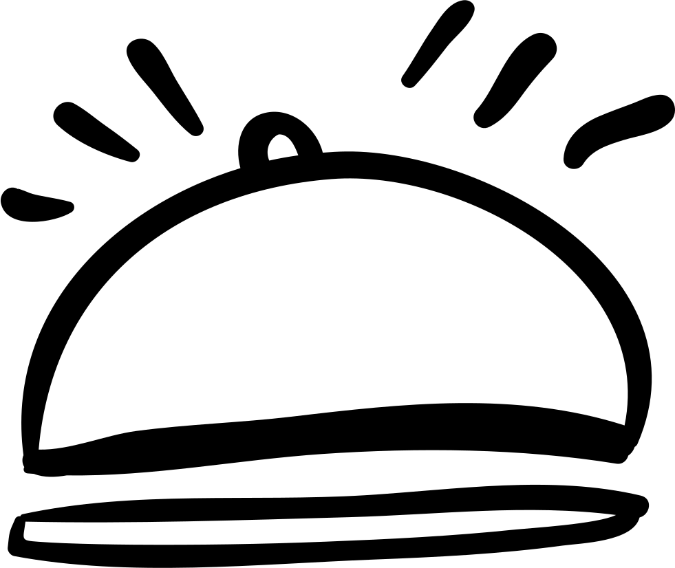 Hotel Food Plate With Rounded Cover Hand Drawn Outline - Hand Drawn Waiter Plate Png (981x826), Png Download