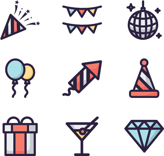 New Year Party - Icon Design Party Png (600x564), Png Download