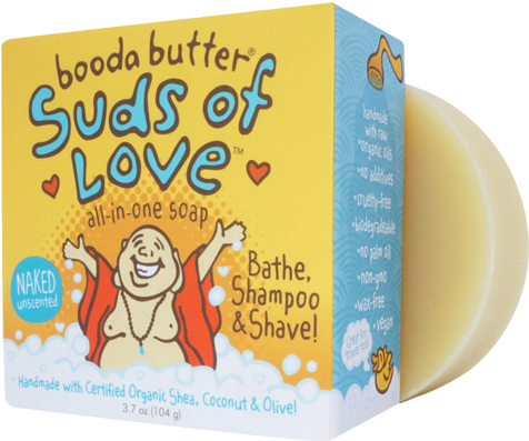 Suds Of Love ❤ All In One Soap From Booda Organics - Booda Organics Suds Of Love Bar Soap (555x555), Png Download