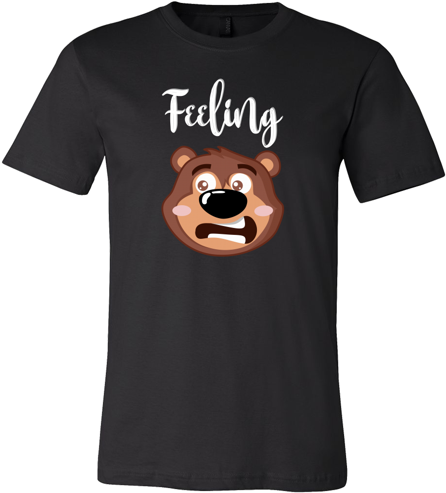 Funny Cartoon Feeling Shocked Face Feeling Mood T-shirt - Black T Shirt (1000x1000), Png Download