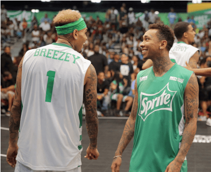 Wwe Wrestler Breezy Chris Brown Tyga - Chris Brown Basketball 2015 (608x342), Png Download