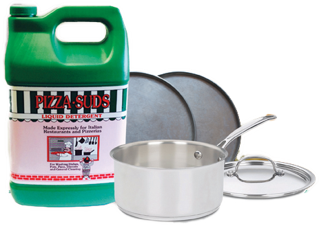 Pizza Suds Liquid Detergent - Chef's Classic Non-stick Stainless 4 Qt. Saucepan (463x329), Png Download
