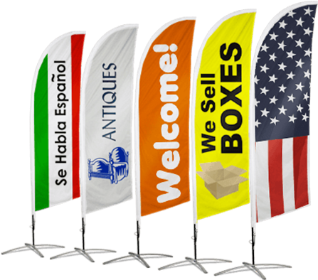 Feater Flag - 8ft - Single Sided - 3oz Polyester - Vertical Flag Design (398x353), Png Download