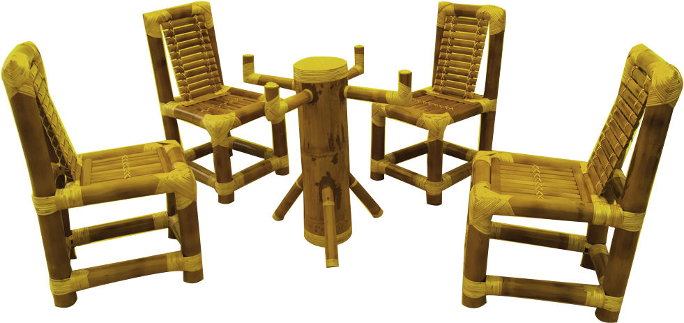 Set Of 4 Bamboo Dining Chairs And 1 Glass Top Dining - Dining Room (1000x1000), Png Download