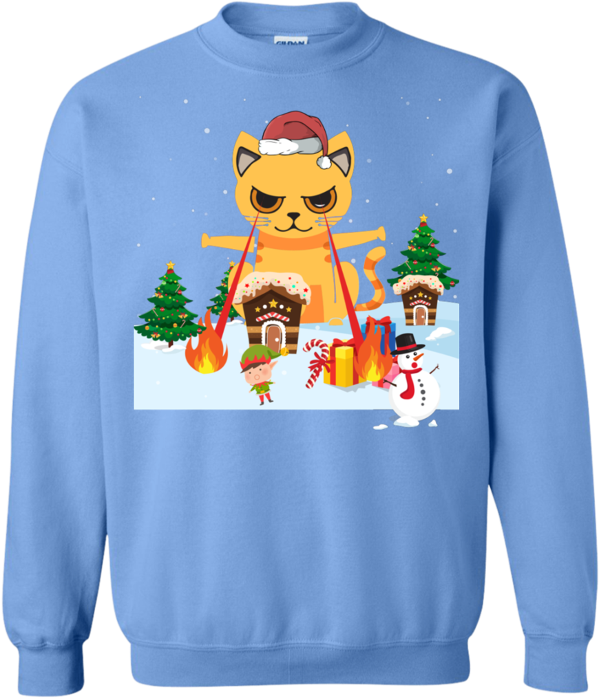 Cat Laser Eyes Funny Crewneck Pullover Sweatshirt - Cool Father Looks Like Father's Day Sweatshirt - Carolina (1024x1024), Png Download