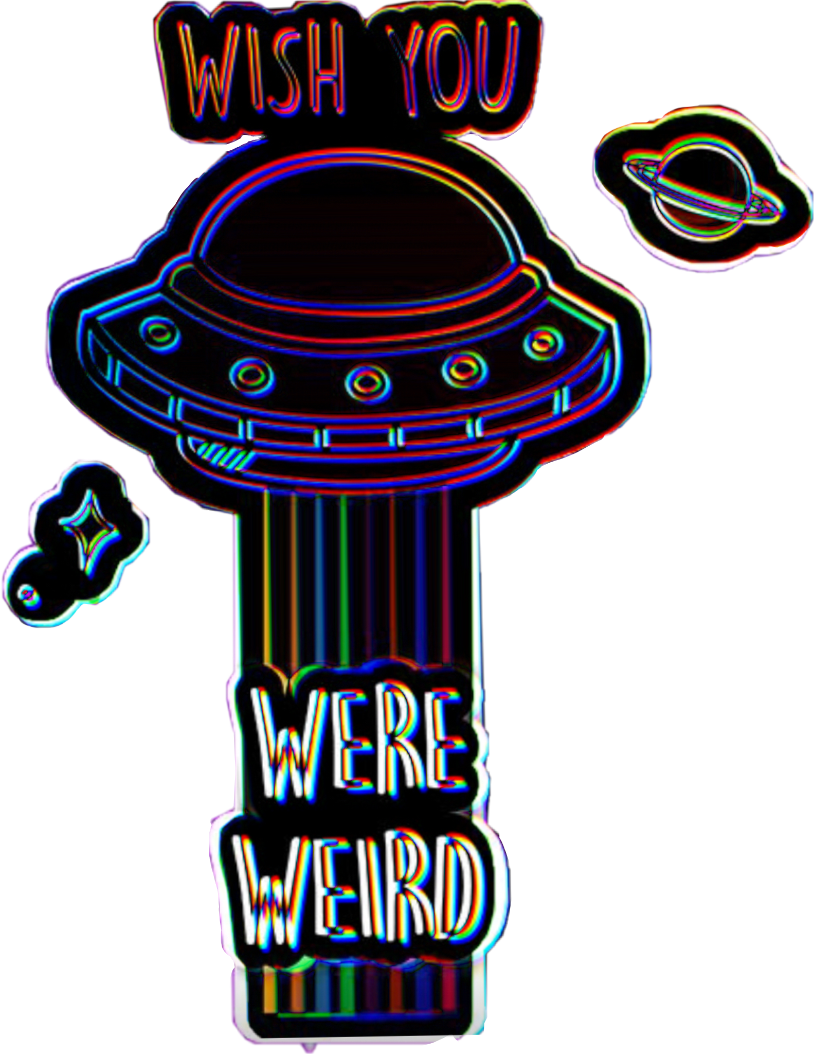 Alien Neon Spaceship Grunge Aesthetic Space Tumblr - Neon Spaceship (1583x2048), Png Download
