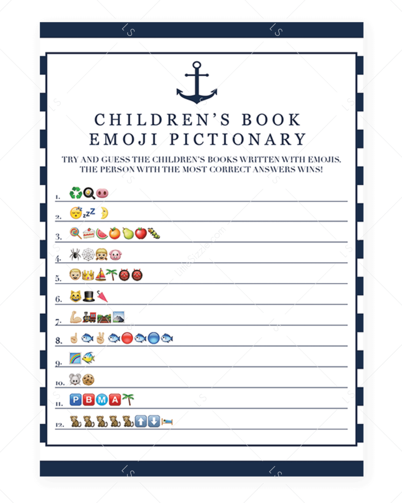 Emoji Pictionary For Boy Baby Shower Printable By Littlesizzle - Emoji Baby Shower Game Free Printable (819x1024), Png Download