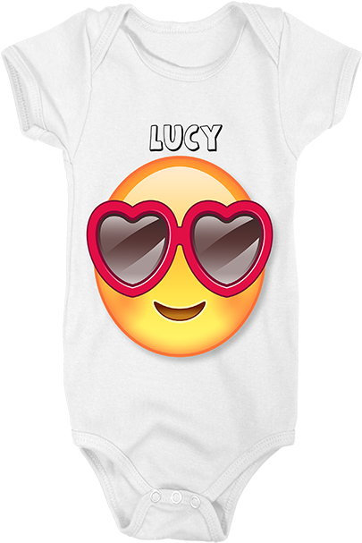 Love Struck Emoji Customised Baby Grow - Infant Bodysuit (600x819), Png Download