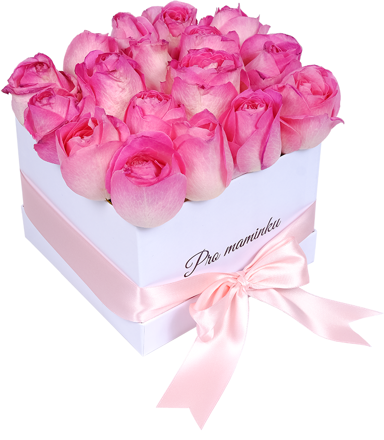 White Box Of Pink Roses For Mom - Kytice Růží V Krabici (800x1000), Png Download