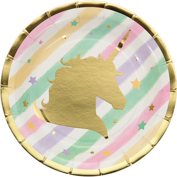 Unicorn Metallic Stamped Dessert Plates - Unicorn Baskılı Pasta (600x600), Png Download