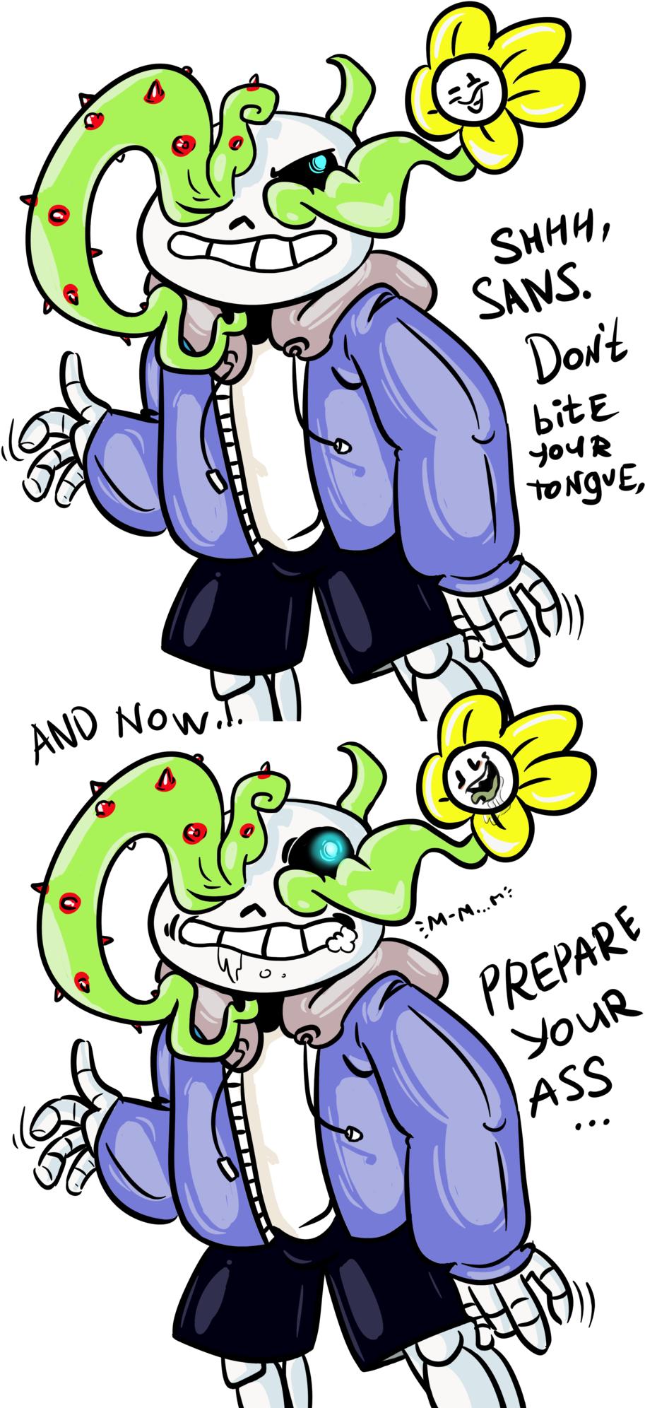 Underfell Sans And Papyrus 2 By Batata-doce - Flowey X Papyrus X Sans (913x1992), Png Download
