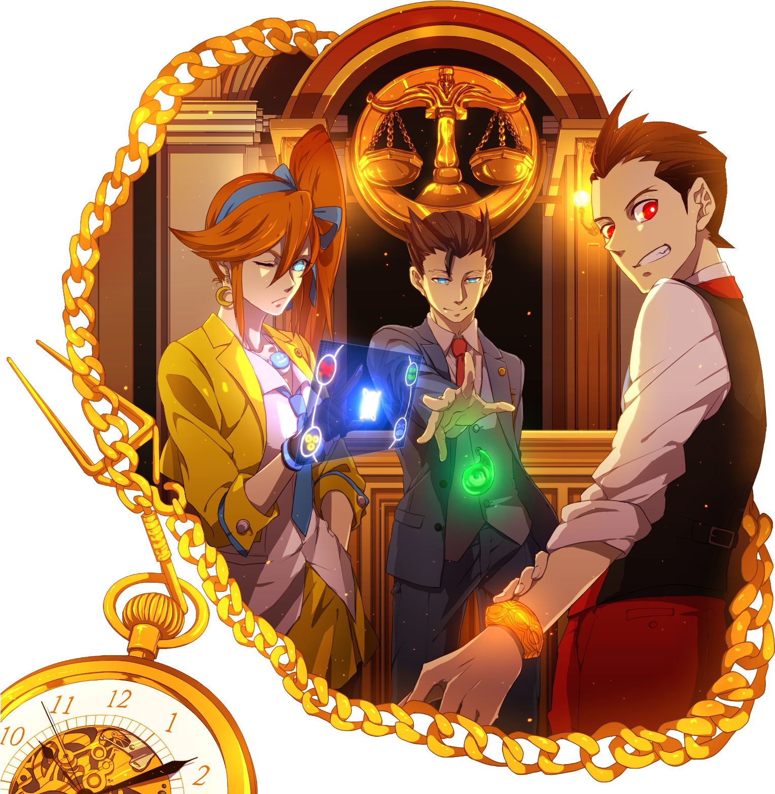 Ahh Yes Their Eyes Are Glowing And So Is Their Special - Phoenix Wright Ace Attorney Fanart (1630x1570), Png Download