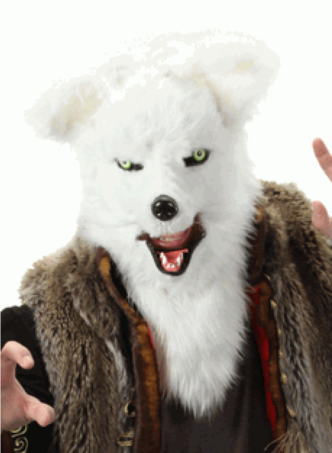 Furry White Fox Mouth Mover Mask At Scifi Collector, - White Fox Mouth Mover Mask (900x900), Png Download