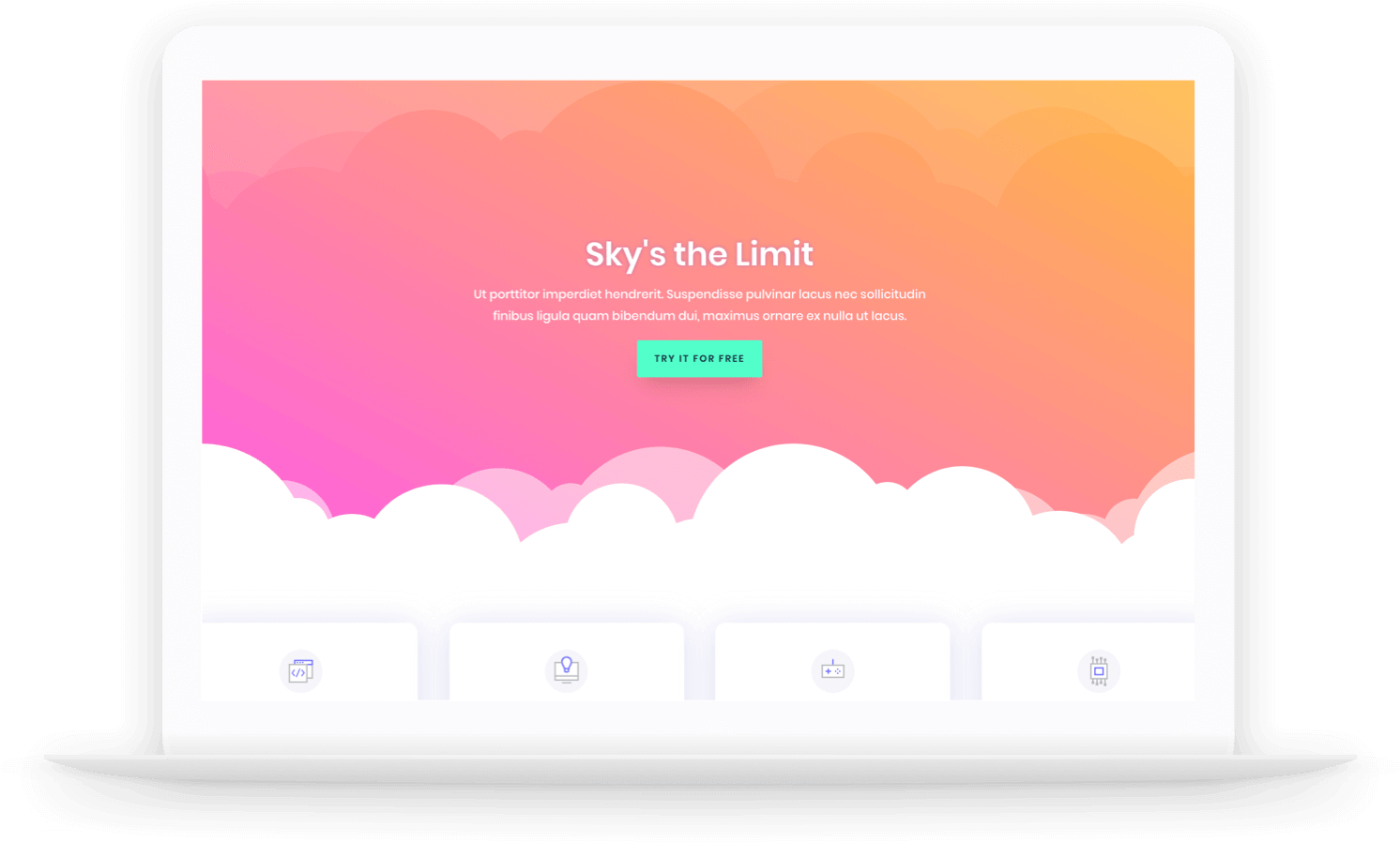 Laptop Clouds - Web Design (1080x675), Png Download