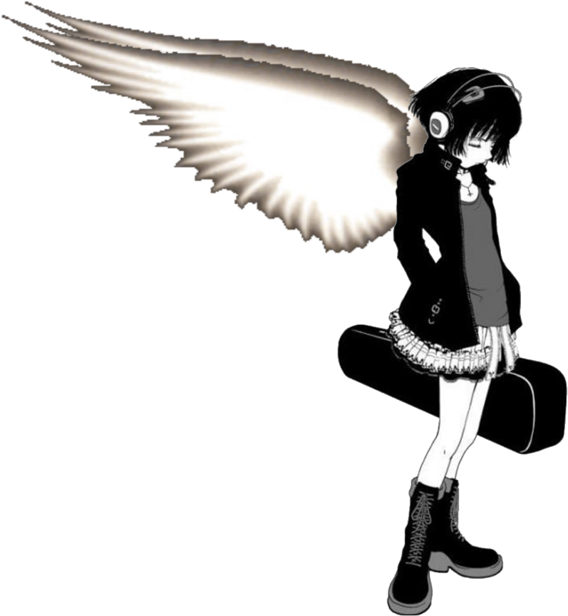 Angel - Anime Girl Wearing Headphones (1024x954), Png Download