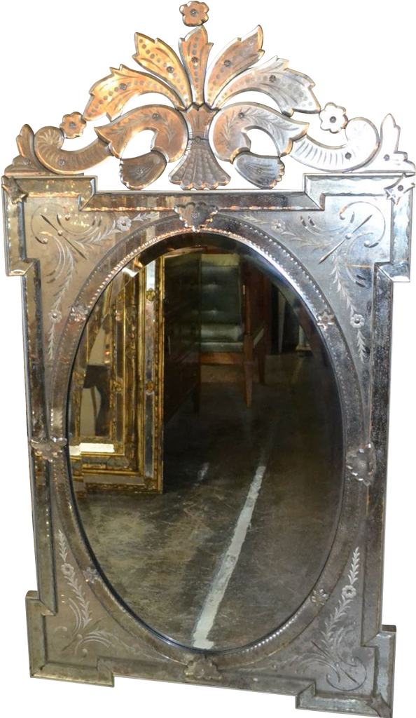 Venetian Etched Mirror - Antique (1023x1023), Png Download