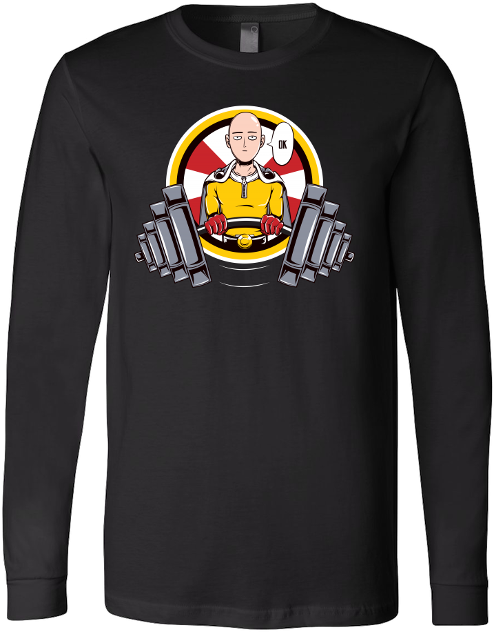 One Punch Saitama Ok Long Sleeve T Shirt - Shopbozz One Punch Shirt - Saitama's Gym Tee Shirt (1000x1000), Png Download