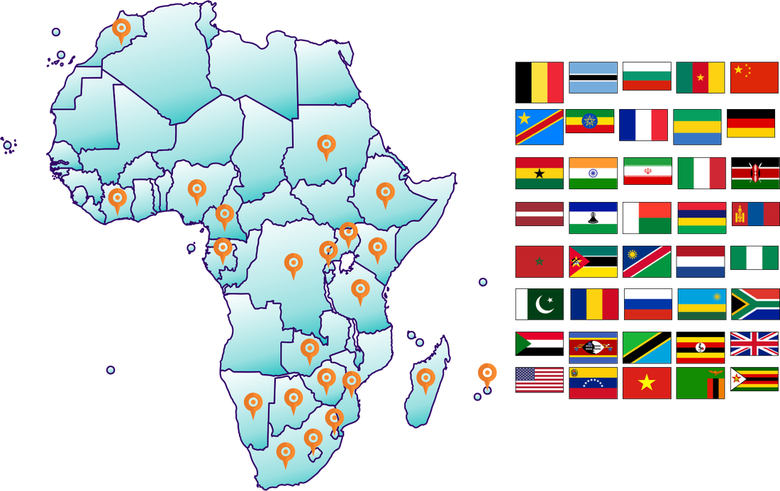 African Nationals Attending The Indaba - World Map (1100x693), Png Download