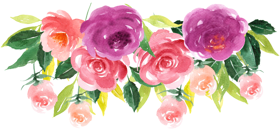 Hand Painted Purple Flowers Png Transparent - Animals And Flowers Watercolor (1024x496), Png Download