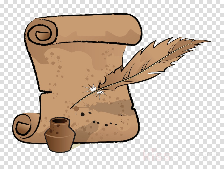 Old Scroll Clipart Paper Parchment Clip Art - Alte Schriftrolle Mit Feder (900x680), Png Download